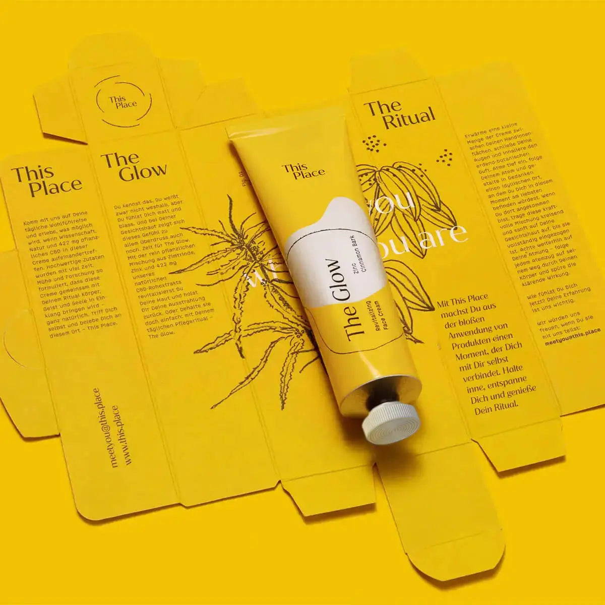 The Glow 20ml - Rewitalizujący krem do twarzy z CBD, cynkiem, korą cynamonu, kwasem hialuronowym i ekstraktem z liści oliwnych - Amabase