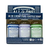 Dr Bronner's zestaw trzech mydeł w płynie 18w1  – 3 x 60 ml (mięta, migdał, lawenda)